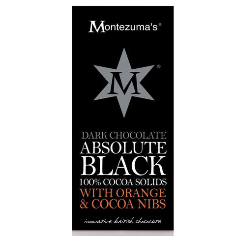 Montezuma's Dark Chocolate - Absolute Black with Orange & Cocoa Nibs