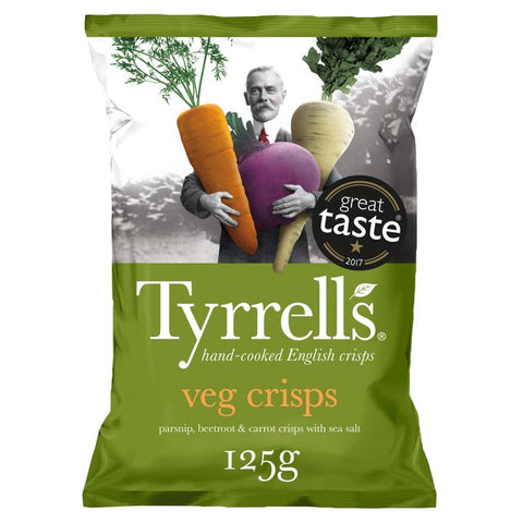 Tyrrell's Hand Cooked Veg Crisps- Beetroot, Parsnip and Carrot with a Pinch of Sea Salt